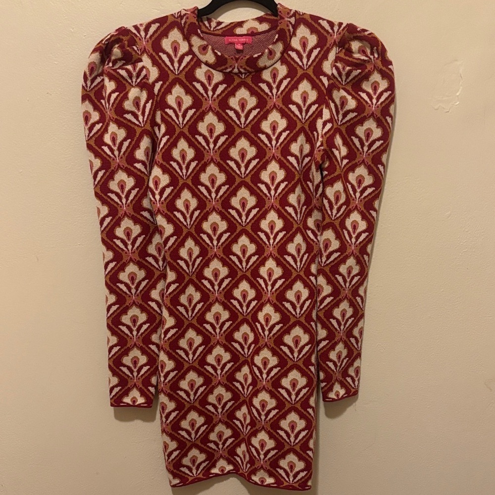 Flying Tomato Red and Cream Patterned Dress